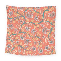 Coral Floral Paisley Square Tapestry (large)