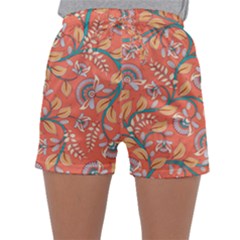 Coral Floral Paisley Sleepwear Shorts by mccallacoulture