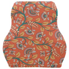 Coral Floral Paisley Car Seat Velour Cushion  by mccallacoulture