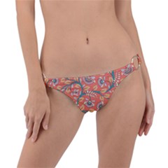 Coral Floral Paisley Ring Detail Bikini Bottom