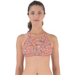 Coral Floral Paisley Perfectly Cut Out Bikini Top