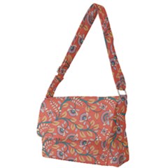 Coral Floral Paisley Full Print Messenger Bag (l)