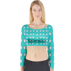 Big Apples Of Peace Long Sleeve Crop Top by pepitasart