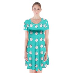 Big Apples Of Peace Short Sleeve V-neck Flare Dress by pepitasart