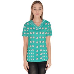 Big Apples Of Peace Women s V-neck Scrub Top by pepitasart