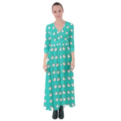 Big Apples Of Peace Button Up Maxi Dress