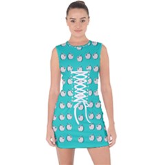 Big Apples Of Peace Lace Up Front Bodycon Dress