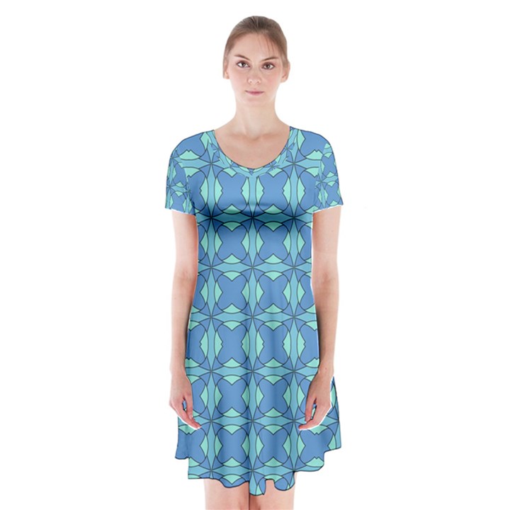 DF Antonio Veneziano Short Sleeve V-neck Flare Dress