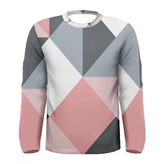 Pink, Gray, And White Geometric Men s Long Sleeve Tee