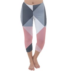 Pink, Gray, And White Geometric Capri Winter Leggings  by mccallacoulture