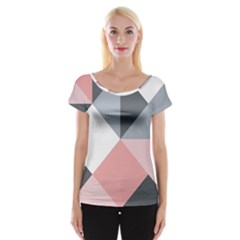 Pink, Gray, And White Geometric Cap Sleeve Top by mccallacoulture