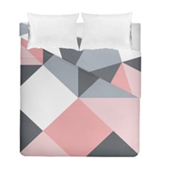 Pink, Gray, And White Geometric Duvet Cover Double Side (full/ Double Size) by mccallacoulture