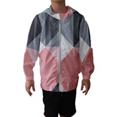 Pink, Gray, And White Geometric Kids  Hooded Windbreaker by mccallacoulture