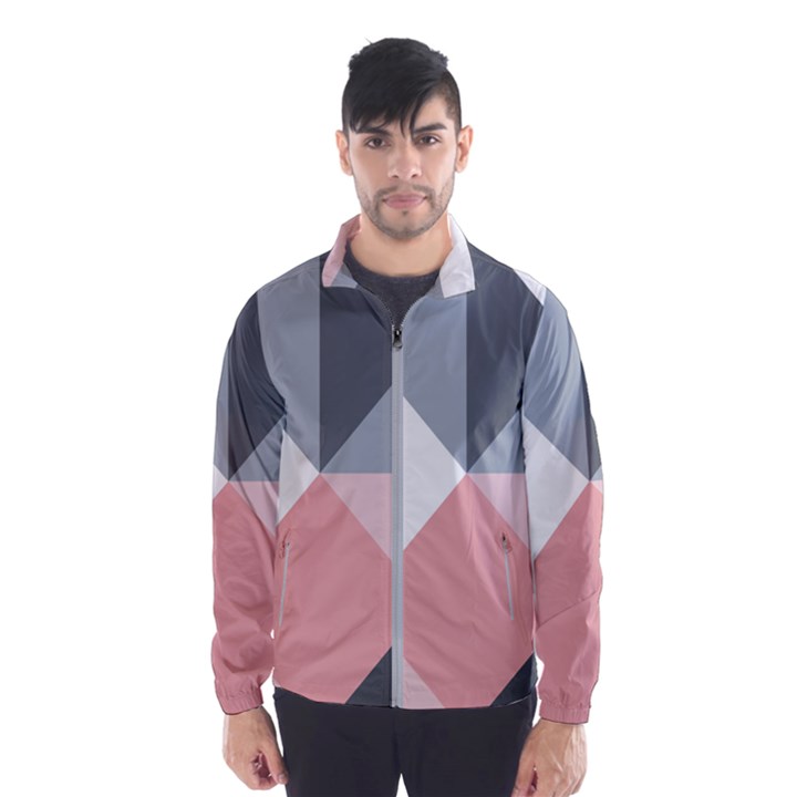 Pink, Gray, and White Geometric Men s Windbreaker