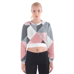 Pink, Gray, And White Geometric Cropped Sweatshirt