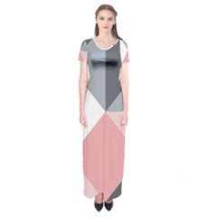 Pink, Gray, And White Geometric Short Sleeve Maxi Dress by mccallacoulture