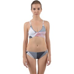 Pink, Gray, And White Geometric Wrap Around Bikini Set by mccallacoulture