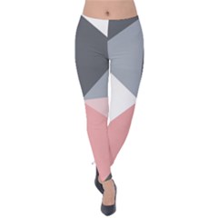 Pink, Gray, And White Geometric Velvet Leggings