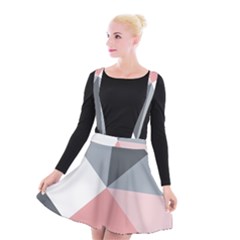 Pink, Gray, And White Geometric Suspender Skater Skirt by mccallacoulture