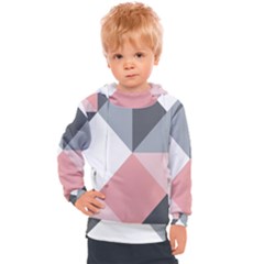 Pink, Gray, And White Geometric Kids  Hooded Pullover