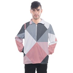 Pink, Gray, And White Geometric Men s Half Zip Pullover