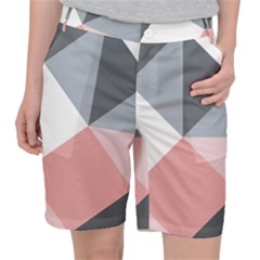 Pink, Gray, And White Geometric Pocket Shorts by mccallacoulture