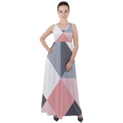 Pink, Gray, And White Geometric Empire Waist Velour Maxi Dress by mccallacoulture