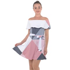 Pink, Gray, And White Geometric Off Shoulder Velour Dress by mccallacoulture