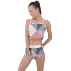 Pink, Gray, And White Geometric Summer Cropped Co-ord Set