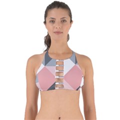 Pink, Gray, And White Geometric Perfectly Cut Out Bikini Top