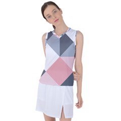 Pink, Gray, And White Geometric Women s Sleeveless Sports Top