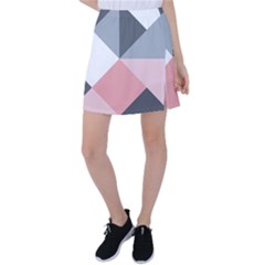 Pink, Gray, And White Geometric Tennis Skirt