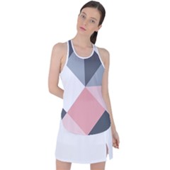 Pink, Gray, And White Geometric Racer Back Mesh Tank Top