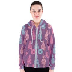 Pineapple Wallpaper Pattern 1462307008mhe Women s Zipper Hoodie by Sobalvarro