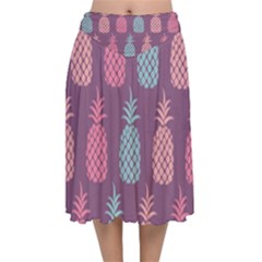 Pineapple Wallpaper Pattern 1462307008mhe Velvet Flared Midi Skirt