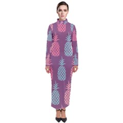 Pineapple Wallpaper Pattern 1462307008mhe Turtleneck Maxi Dress