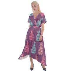 Pineapple Wallpaper Pattern 1462307008mhe Cross Front Sharkbite Hem Maxi Dress