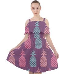 Pineapple Wallpaper Pattern 1462307008mhe Cut Out Shoulders Chiffon Dress