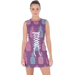 Pineapple Wallpaper Pattern 1462307008mhe Lace Up Front Bodycon Dress