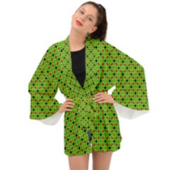 Texture Seamless Christmas Long Sleeve Kimono