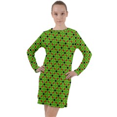 Texture Seamless Christmas Long Sleeve Hoodie Dress