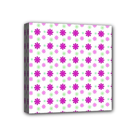 Background Flowers Multicolor Purple Mini Canvas 4  X 4  (stretched)