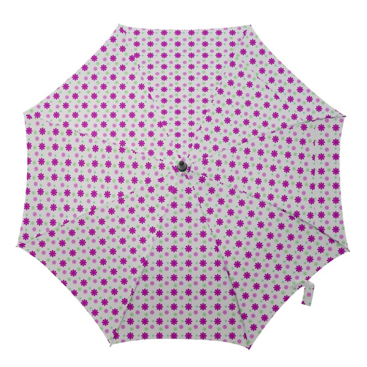 Background Flowers Multicolor Purple Hook Handle Umbrellas (Small)