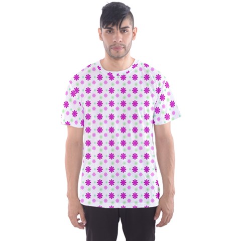 Background Flowers Multicolor Purple Men s Sports Mesh Tee by HermanTelo