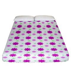 Background Flowers Multicolor Purple Fitted Sheet (king Size)