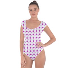 Background Flowers Multicolor Purple Short Sleeve Leotard  by HermanTelo