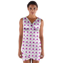 Background Flowers Multicolor Purple Wrap Front Bodycon Dress