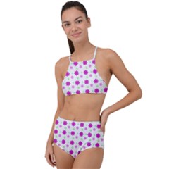 Background Flowers Multicolor Purple High Waist Tankini Set by HermanTelo