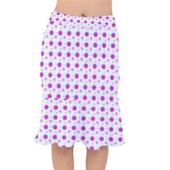 Background Flowers Multicolor Purple Short Mermaid Skirt