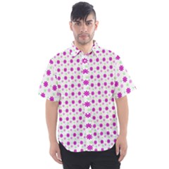 Background Flowers Multicolor Purple Men s Short Sleeve Shirt